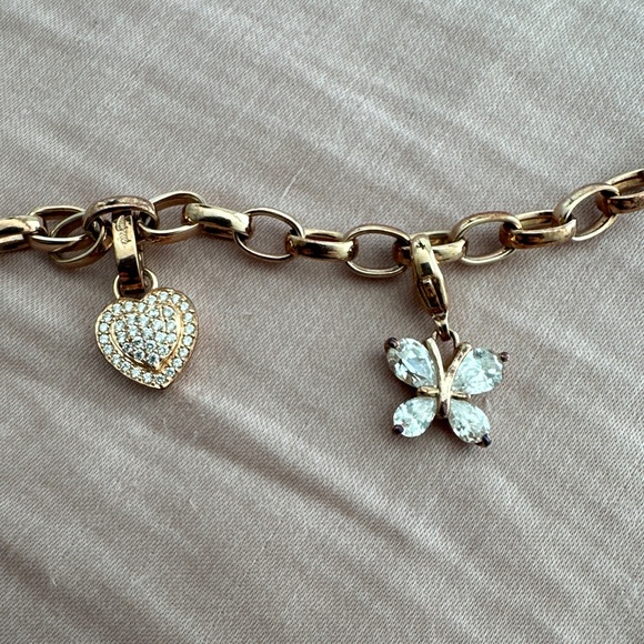 👀rare Folli Follie silver 925 rose gold plated bracelet with charms - Picture 5 of 7